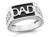 Men's 2.25 Carat (ctw) Black Onyx DAD Ring in 14K White Gold